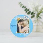 Blau mit Frame Couple Diamonds Probe Abendessen Einladung (Stehend Vorderseite)