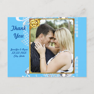 Blau mit Frame Diamonds Couple Danke Postcard Postkarte