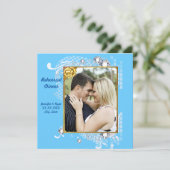 Blau mit Frame Diamonds Probe Dinner einladen Einladung (Stehend Vorderseite)