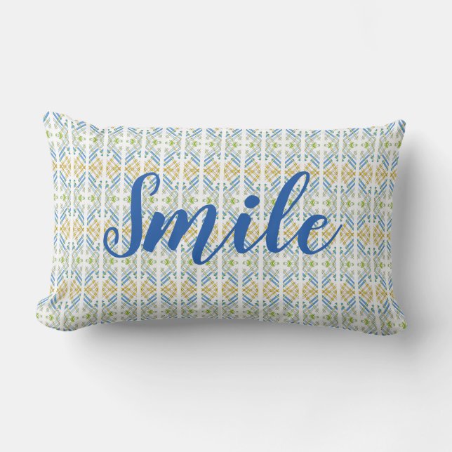 Blau mit Gelb und Grün Lendenkissen (Vorderseite)