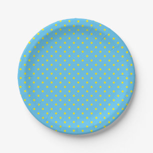 Blau mit gelben Tupfen Pappteller