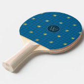 Blau mit Gold Accent Hahnentrittmuster Ping Pong P Tischtennis Schläger (Vorderseite)