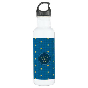 Blau mit Gold Akzente Hahnentrittmuster Wasserflas Edelstahlflasche