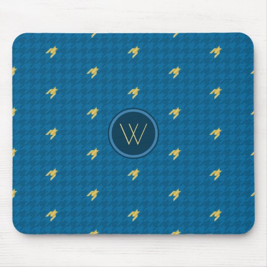 Blau mit goldakzent Hahnentrittmuster Mousepad (Vorne)