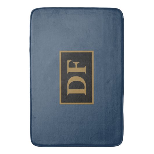 Blau mit Golden Initials Bath Mat Badematte (Vorderseite Vertikal)