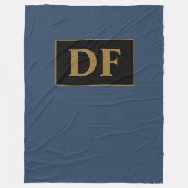 Blau mit Golden Initials Fleece Blanket