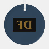 Blau mit Golden Initials Glas Ornament (Rückseite)