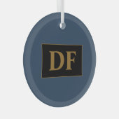 Blau mit Golden Initials Glas Ornament (Vorderseite Rechts)