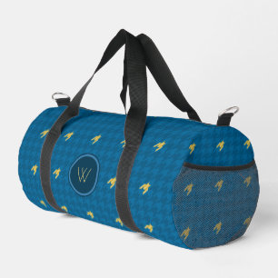 Blau mit goldenem Akzent Houndstooth Duffle Bag