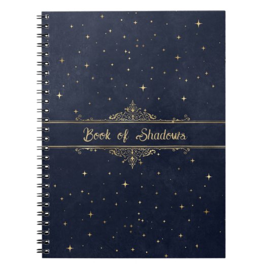 Blau mit goldenen Sternen Extravagantes Heidenbuch Notizblock (Vorderseite)