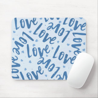 BLAU MIT HAND-DRAWN-RANDOM-LIEBE MOUSEPAD