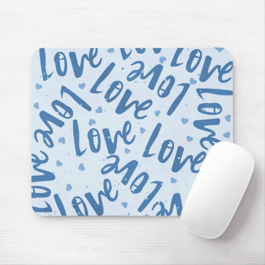 BLAU MIT HAND-DRAWN-RANDOM-LIEBE MOUSEPAD (Mit Mouse)