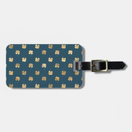 BLAU MIT HÜBSCHEN GOLD-KLEEBLÄTTERN GEPÄCKANHÄNGER