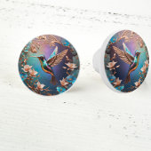Blau mit Kupfer Hummingbird Keramikknauf