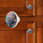 Blau mit Kupfer Hummingbird Keramikknauf