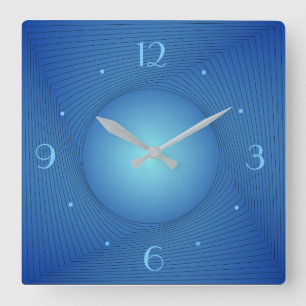 Blau mit Light Circle Center> Küchenuhren Quadratische Wanduhr