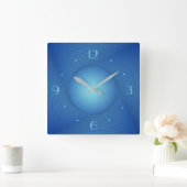 Blau mit Light Circle Center> Küchenuhren Quadratische Wanduhr (Zuhause)