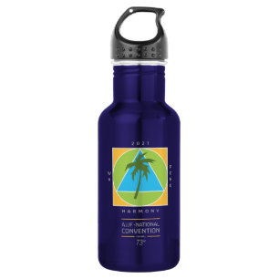 Blau mit Logo und Wasserflasche
