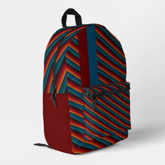 Blau mit Maroon Bedruckter Rucksack (Rückseitige Ecke links)
