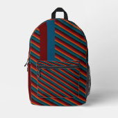 Blau mit Maroon Bedruckter Rucksack (Vorderseite)