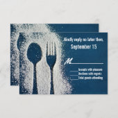 Blau mit Mehl Silverware Occasion RSVP Card (Vorne/Hinten)