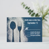 Blau mit Mehl Silverware Occasion RSVP Card Karte (Stehend Vorderseite)
