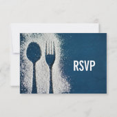 Blau mit Mehl Silverware Occasion RSVP Card Karte (Rückseite)
