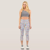Blau mit mehrfarbigem Polka Dot Capri Leggings (Vorderseite)