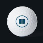 Blau Mit Monogramm Golfball<br><div class="desc">Ein benutzerdefiniertes Design, das mit Ihrem Initial personalisiert werden kann. Der einzigartige blaue Text ist Set in einem dekorativen Schriftart mit Schrauben. Wer gerne renoviert wird oder Gebäude mag, der bekommt einen Kick aus diesem Design. Die Farben der Typografie und des runden Randes (oval) können im Menü Bearbeiten geändert werden....</div>