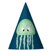 Blau mit Niedlichem türkisfarbenen Quallen Geburts Partyhütchen (Vorderseite)