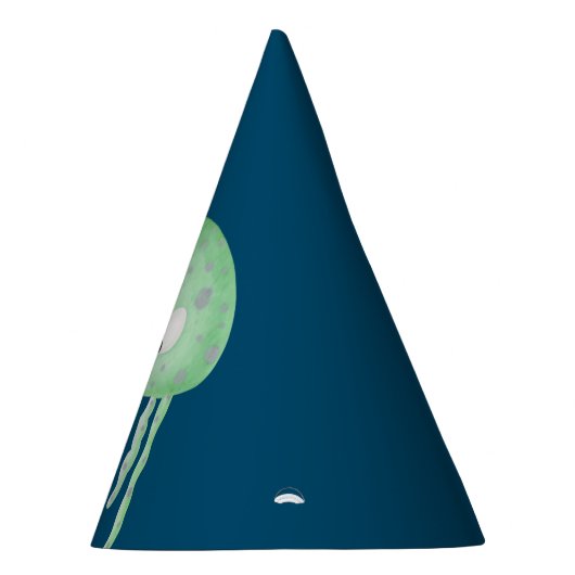 Blau mit Niedlichem türkisfarbenen Quallen Geburts Partyhütchen (Rechts)