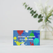 Blau mit Paint Splashes Business Card Visitenkarte (Stehend Vorderseite)