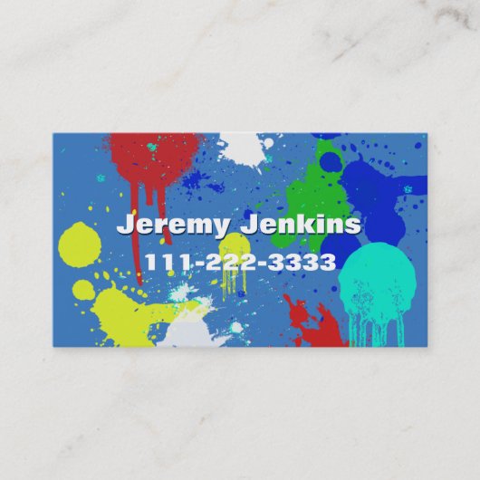 Blau mit Paint Splashes Business Card Visitenkarte (Vorderseite)