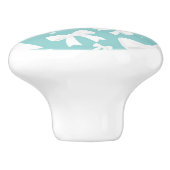 Blau mit Perlen und weißem Bogen Coquette Keramikknauf (Seitenansicht)