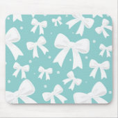 Blau mit Perlen und weißem Bogen Coquette Mousepad (Vorne)