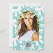 Blau mit Perlen Weißbuchten Coquette Brautparty Einladung (Rückseite)