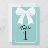 Blau mit Perlen Weißbuchten Coquette Tischnummer (Rückseite)