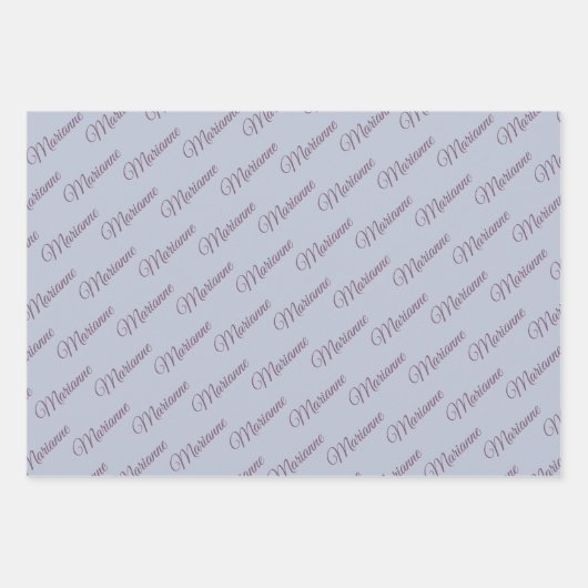 Blau mit Pflaumentext. Geschenkpapier Set (Vorderseite 2)