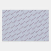 Blau mit Pflaumentext. Geschenkpapier Set (Vorderseite)