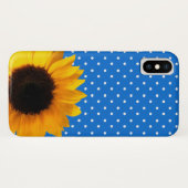 Blau mit Polka Dots und Sunflower iPhone X Case (Rückseite (Horizontal))