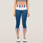 Blau mit Rot, Weiß, Blaue Streifen Waisted Capris (Vorderseite)