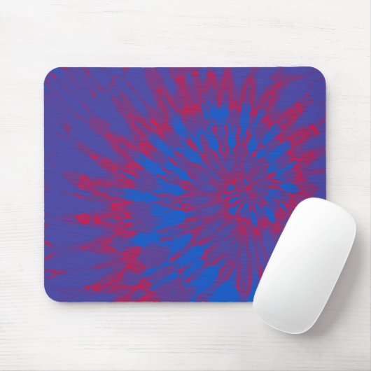 Blau mit Roter Spirale Gefärbte Krawatte Mousepad (Mit Mouse)