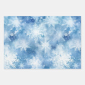 Blau mit Schneeflocken Wasserfarbenstil Geschenkpapier Set (Vorderseite 3)