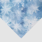 Blau mit Schneeflocken Wasserfarbenstil Seidenpapier (Detail)