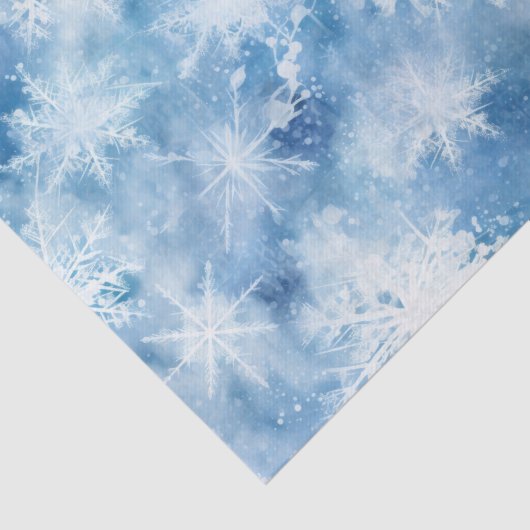 Blau mit Schneeflocken Wasserfarbenstil Seidenpapier (Detail)