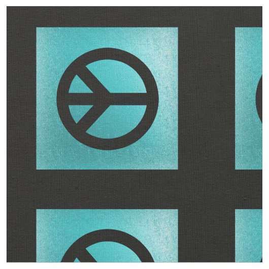 Blau mit schwarzem Friedenszeichen-Gewebe Stoff (Nahaufnahme)