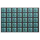 Blau mit schwarzem Friedenszeichen-Gewebe Stoff (Fat Quarter (45,7 x 55,9 cm))