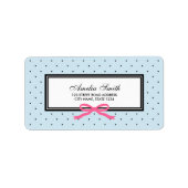 Blau mit schwarzem Polka-Dot und rosa Ribbon-Adres Adressaufkleber (Vorne)