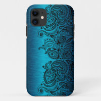 Blau mit schwarzer Paisley-Spitze