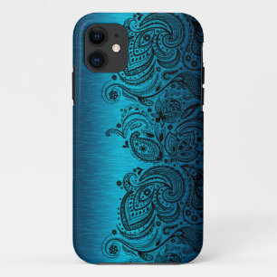 Blau mit schwarzer Paisley-Spitze Case-Mate iPhone Hülle